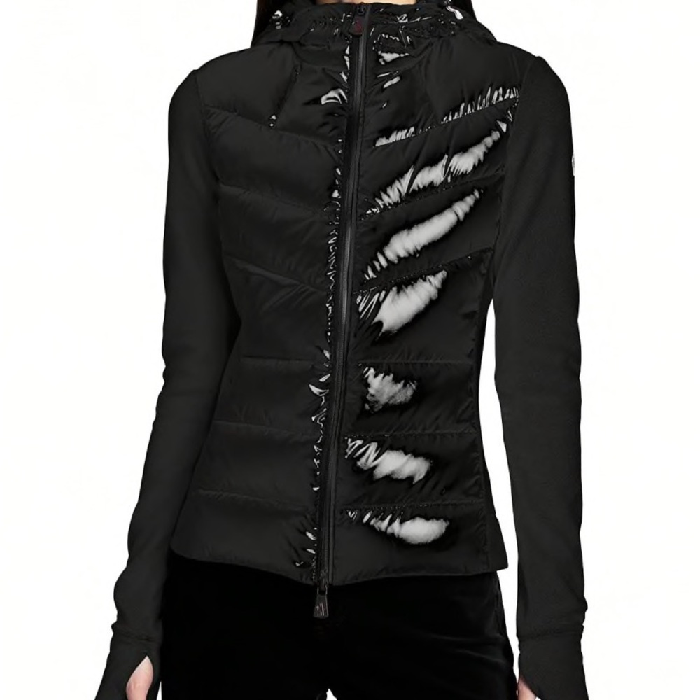 Moncler Grenoble Quilted Fleece Hooded Cardigan - BLACK SMALL